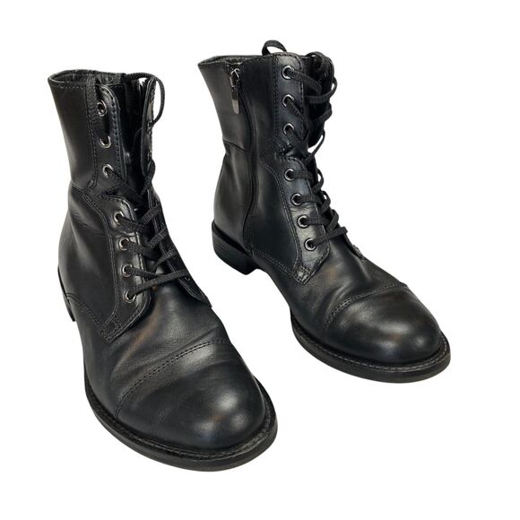 Ecco Sartorelle Combat Boot Black Leather Shoes Portugal Us 8(39) - Picture 2 of 16